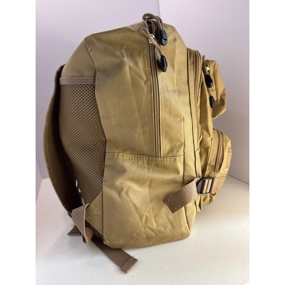 NRA Tactical Backpack Coyote Tan Canvas Multi-Pocket Outdoor Range Bag Mens